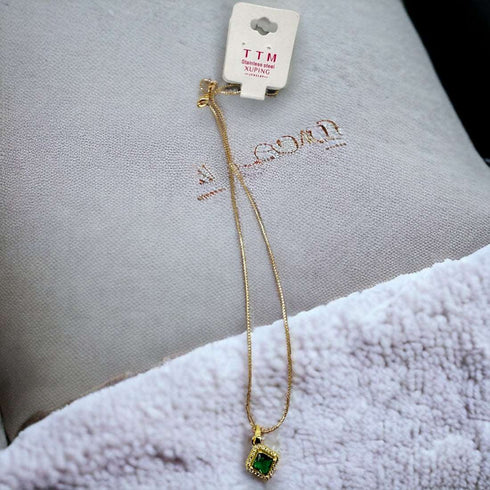 Garnet Glamour Green Stone jewellery Set - D82 - 1